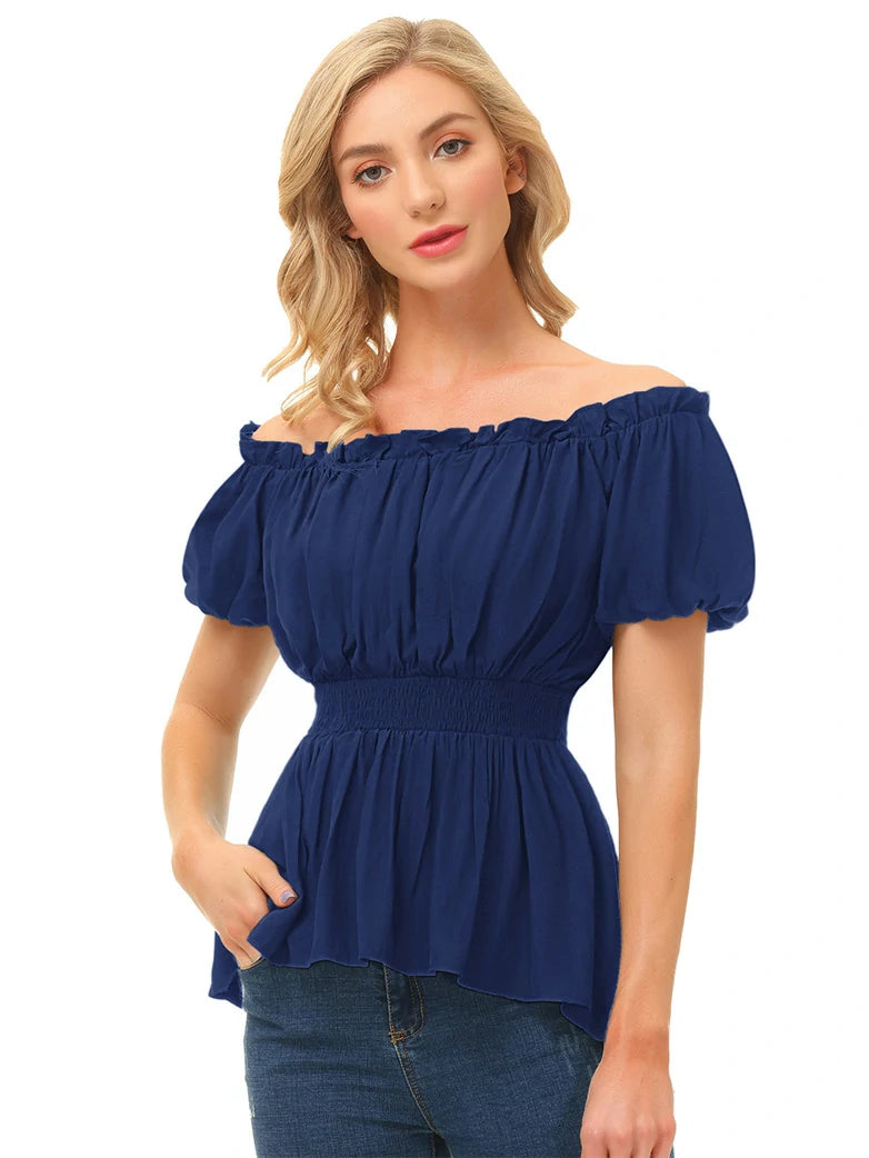 SCARLET DARKNESS Renaissance Traditionele Blouse voor Dames met Off SCARLET DARKNESS Renaissance Traditionele Blouse voor Dames met Off