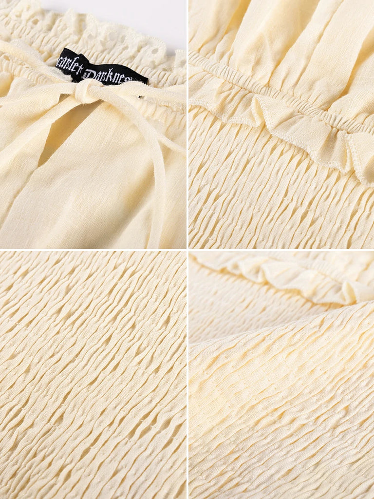 Scarlet Darkness 100% Cotton Renaissance Smocked Waist Tops