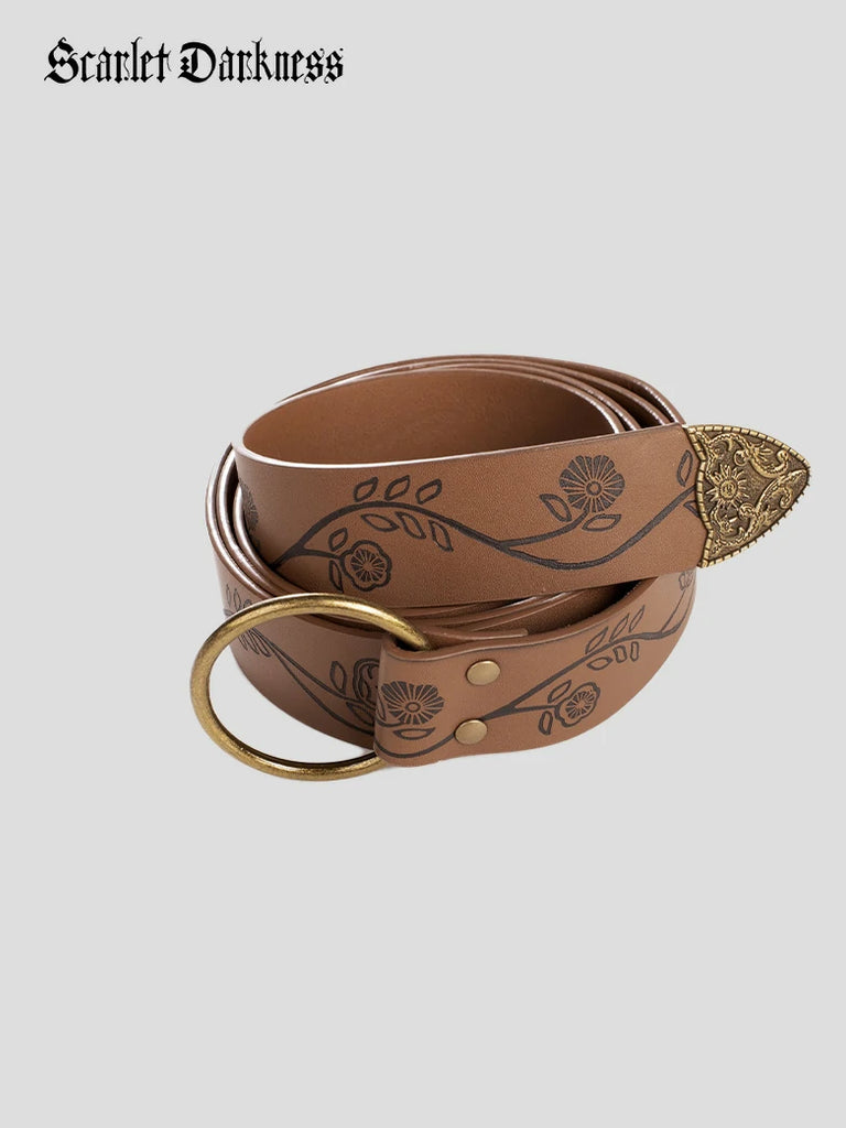 Scarlet Darkness Ren Faire Leather Belt 159*3.5cm O Ring Belt