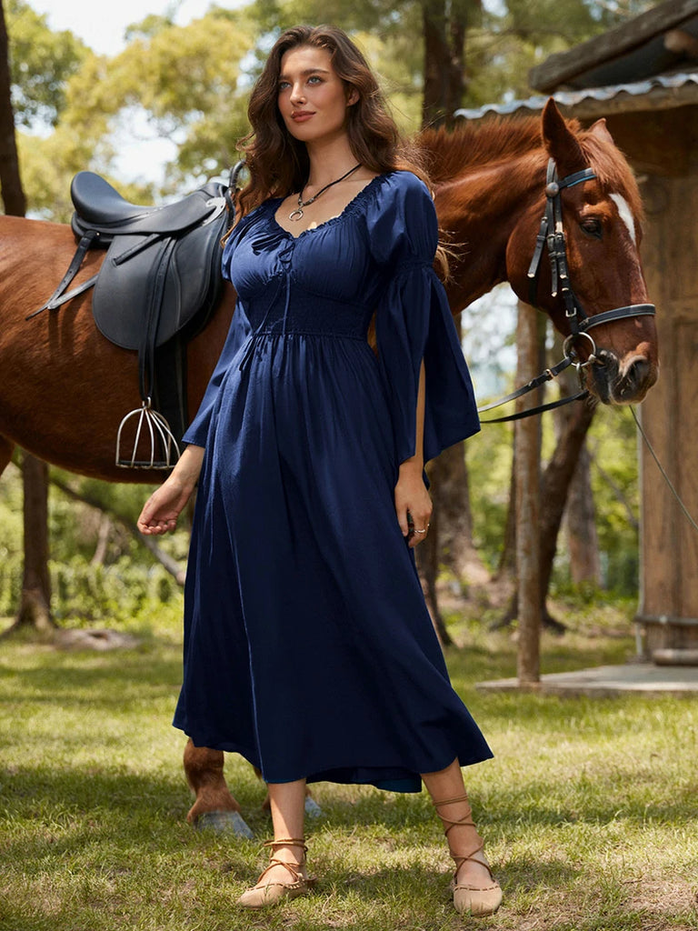 Scarlet Darkness Renaissance Faire Long Slit Sleeve Pockets Dress