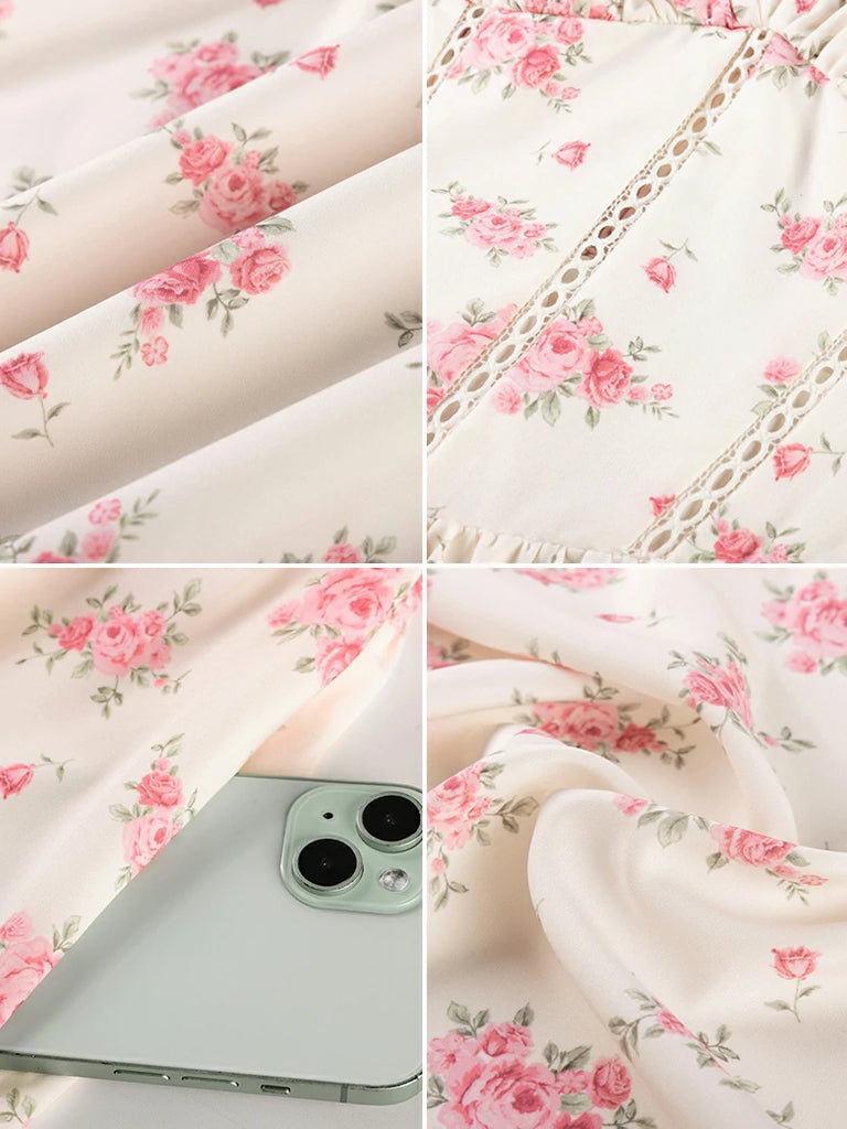 Scarlet Darkness Spring Victorian Floral Pockets Corset Milkmaid Dress