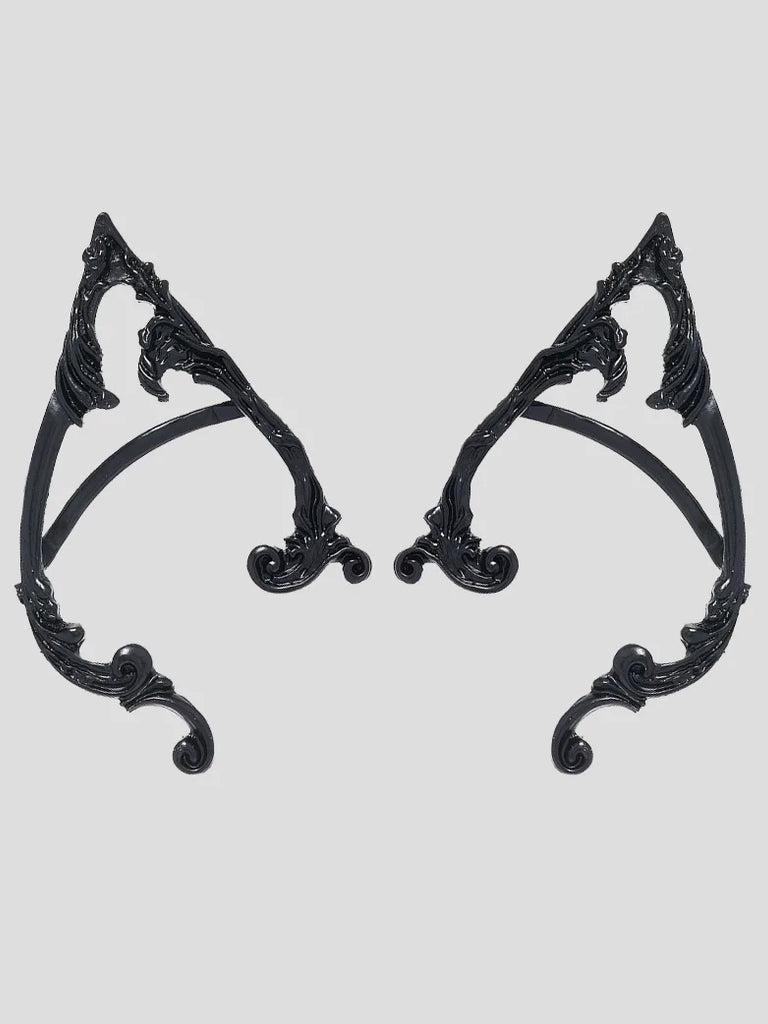 Punk Style Dark Elf Ear Hook Gothic Ear Clips SCARLET DARKNESS