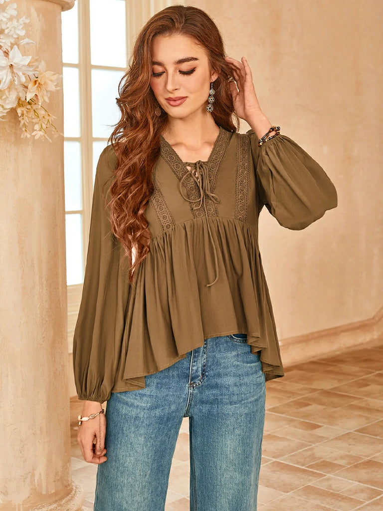 Scarlet Darkness Casual Renaissance Embroidered Long Sleeve Tops