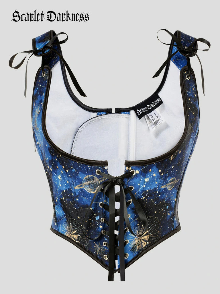 Scarlet Darkness Renaissance Jacquard Under bust Corset for Fairy Cosplay