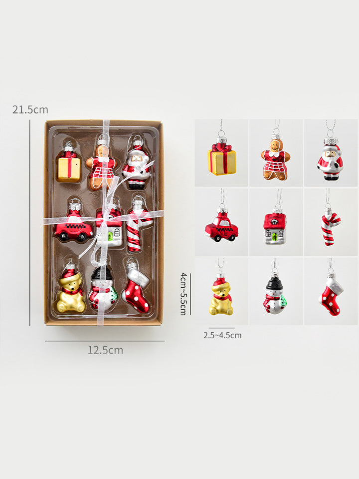 Scarlet Darkness Christmas Tree Angel Snowman Bear Ornament Set 2