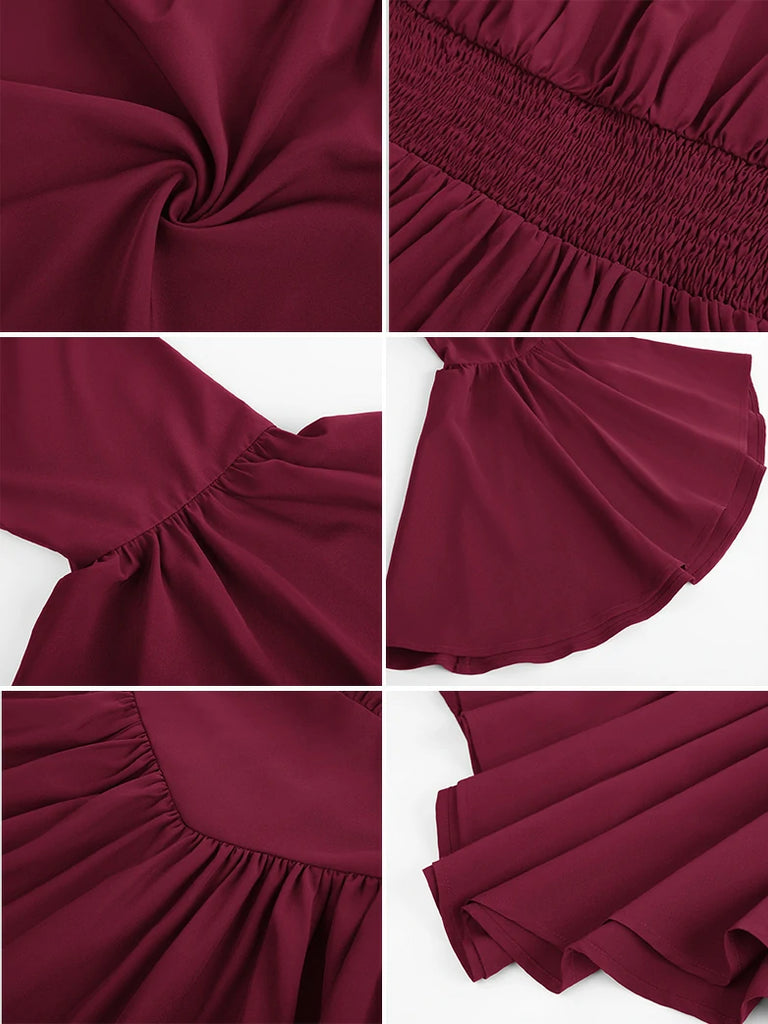 Scarlet Darkness Renaissance Irregular Hem Off Shoulder Pockets Dress