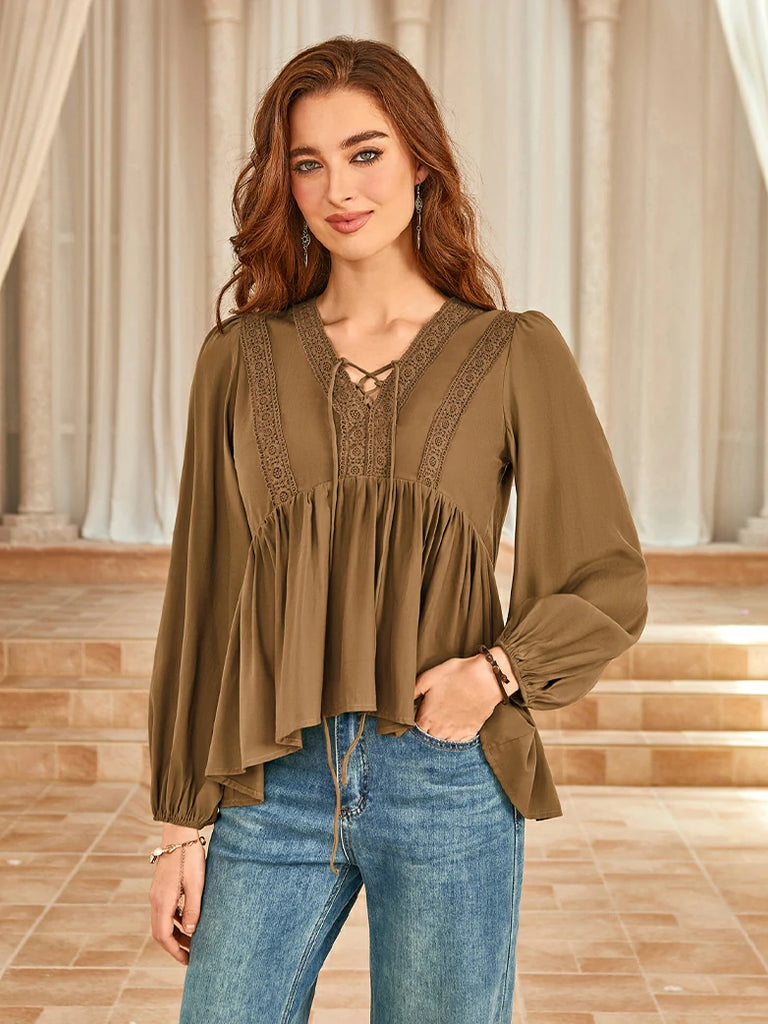 Scarlet Darkness Casual Renaissance Embroidered Long Sleeve Tops