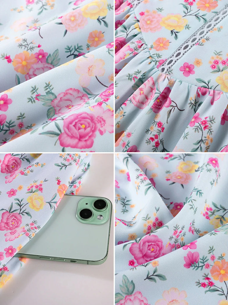 Scarlet Darkness Spring Victorian Floral Pockets Corset Milkmaid Dress