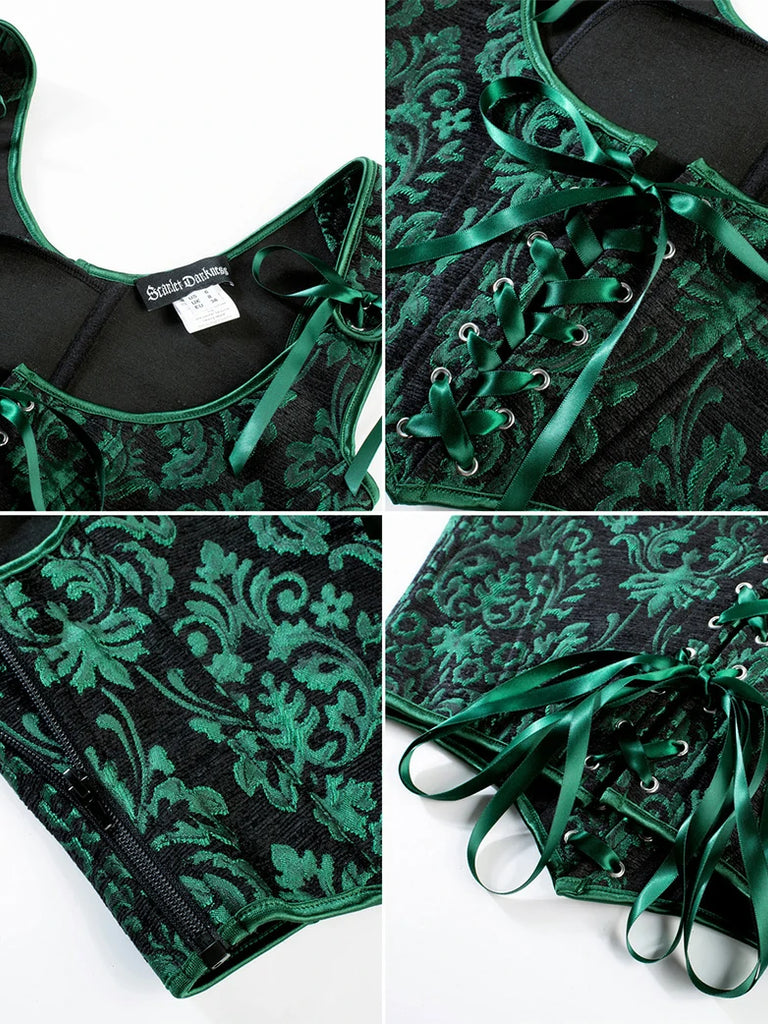 Scarlet Darkness Renaissance Jacquard Under bust Corset for Fairy Cosplay