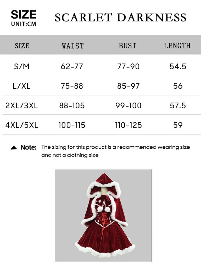 Scarlet Darkness Christmas Party Plush Sweetheart Dress Set