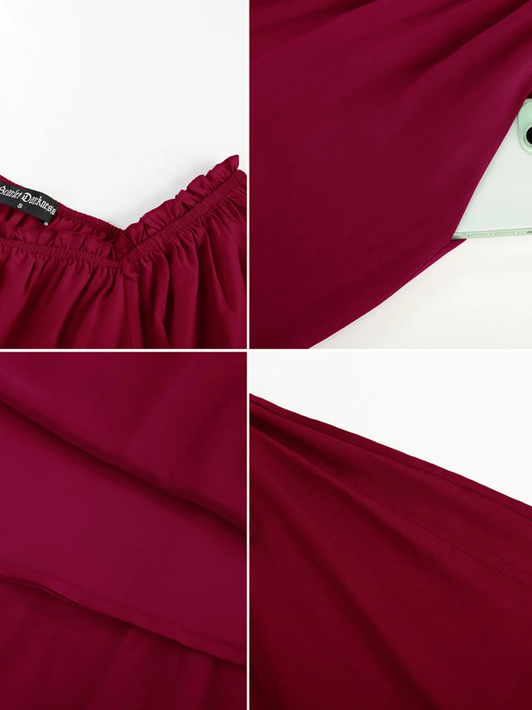 Scarlet Darkness Renaissance Faire Long Slit Sleeve Pockets Dress