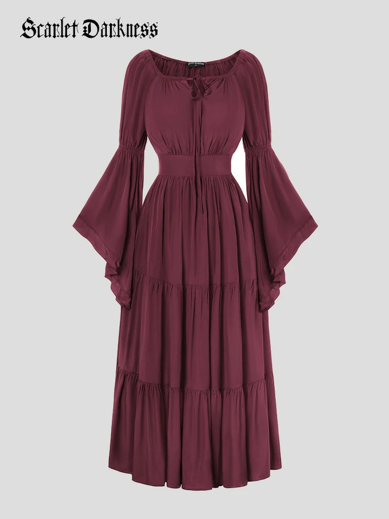 Scarlet Darkness Renaissance Off Shoulder Elastic Waist Maxi Dress