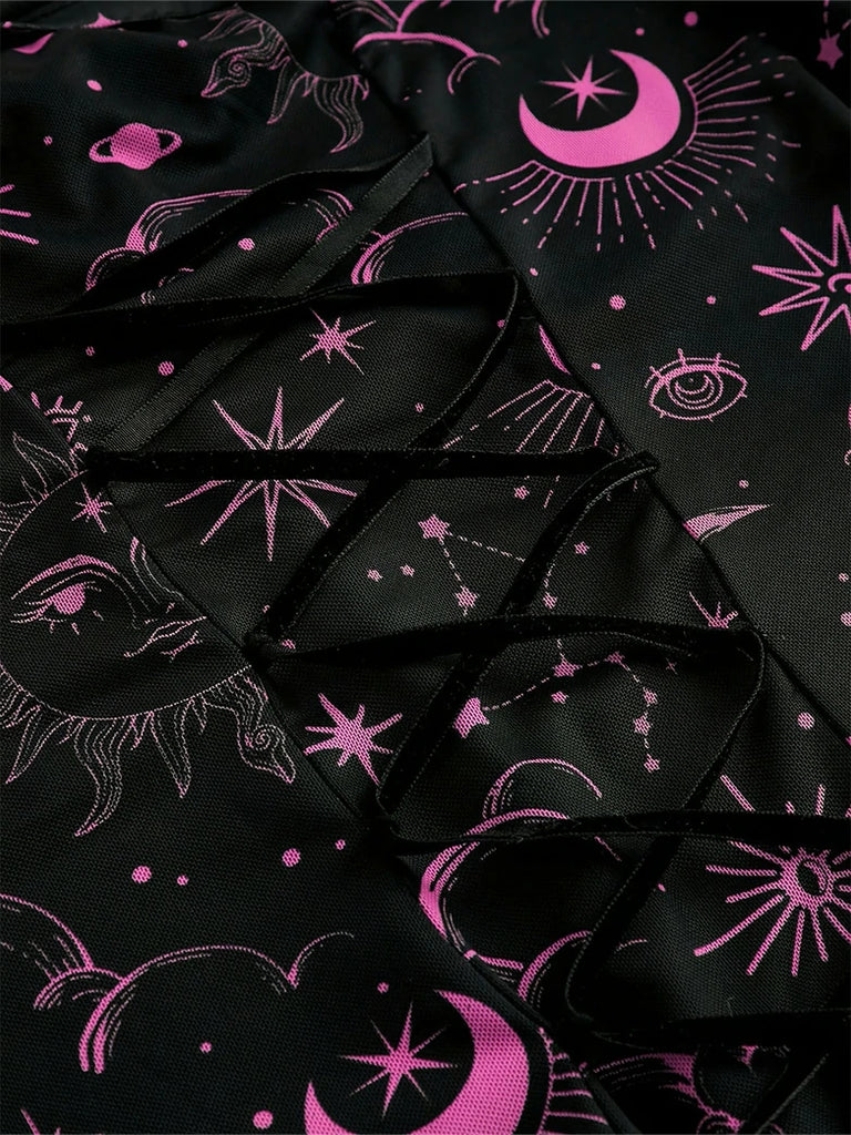 Scarlet Darkness Gothic Whimsical Off Shoulder Bell Sleeve Dress