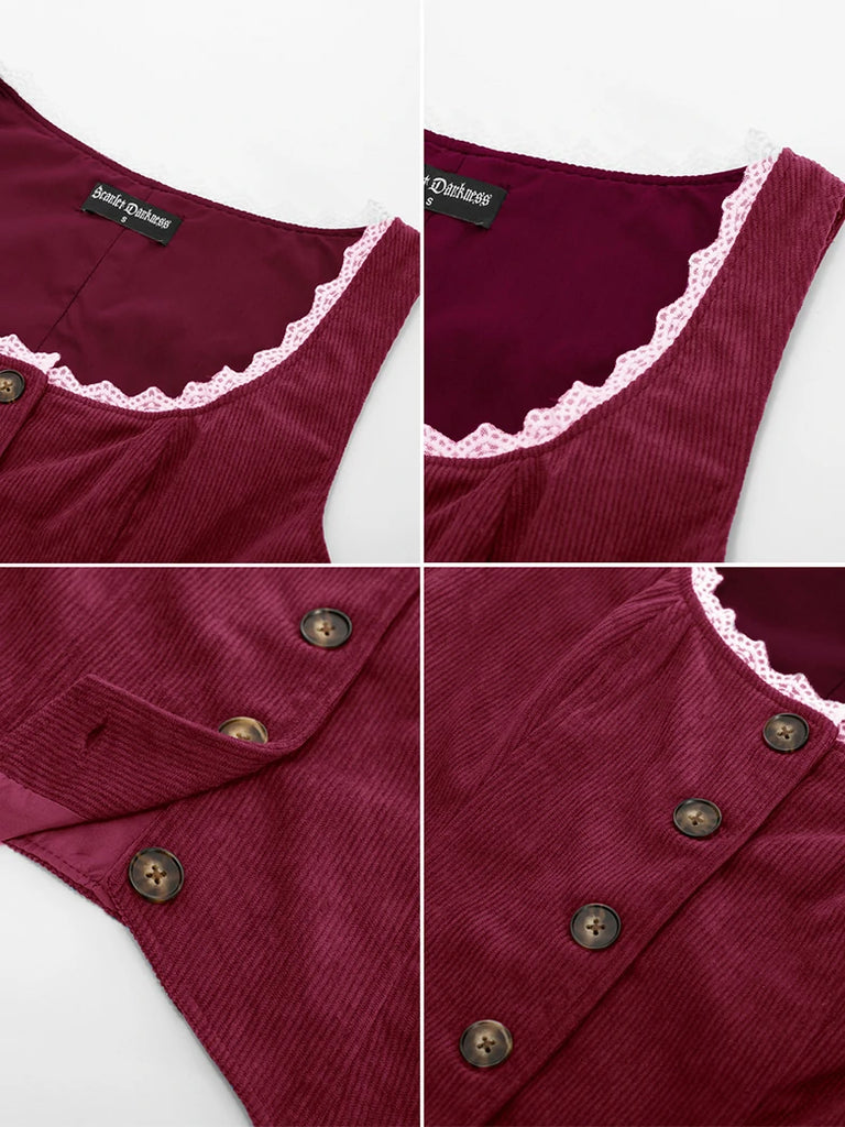 Scarlet Darkness Women Fall Corduroy Vest Button-up Vest