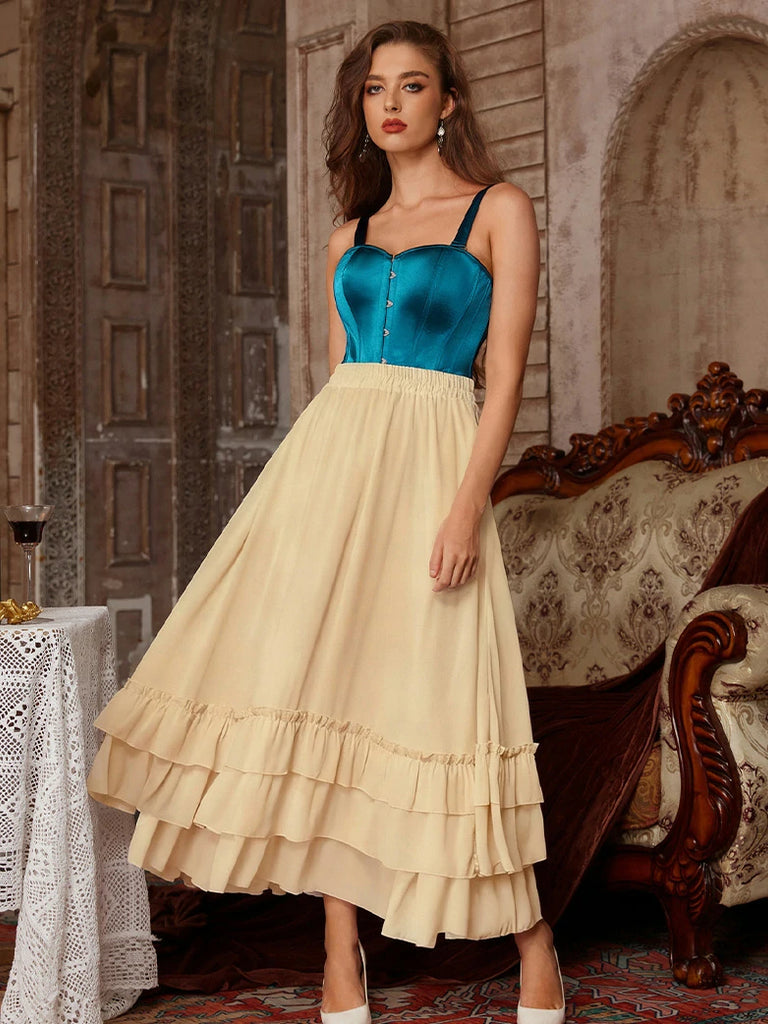 Scarlet Darkness Women Renaissance Tiered Swing Pocket Skirts