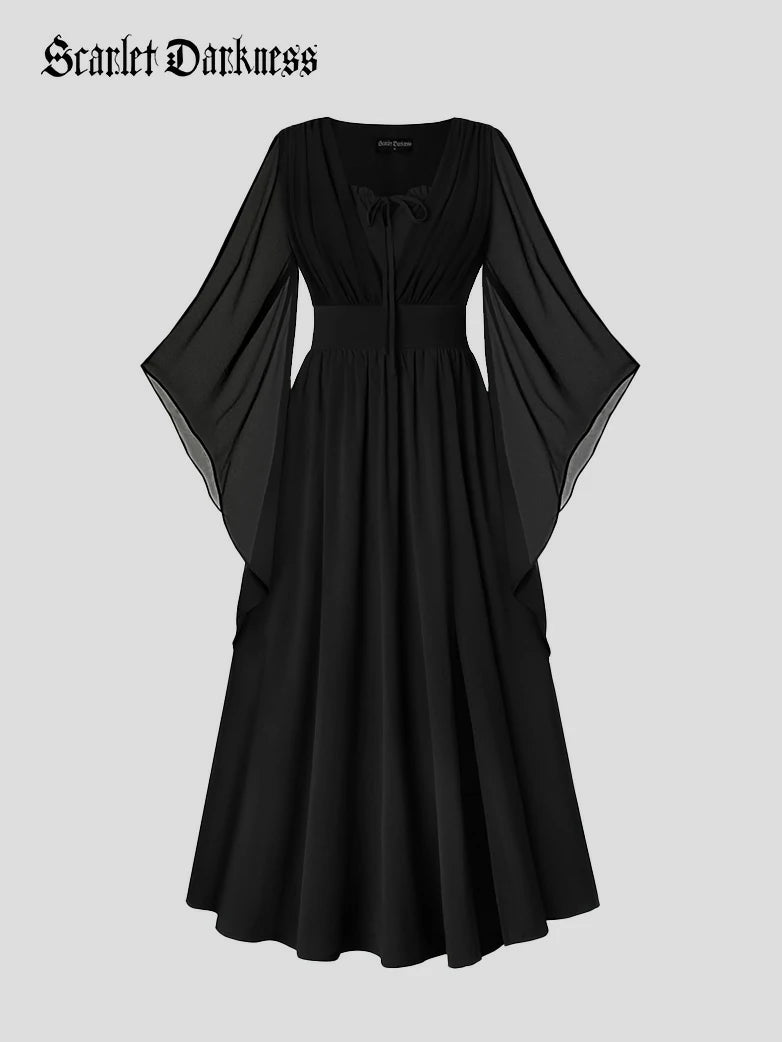 Renaissance-Kleid Für Damen – Piraten-Bauernkleid Mit Glockenärmeln, Lang & Fließend