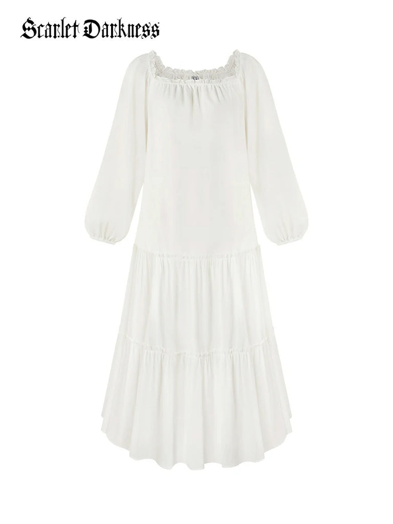 Scarlet Darkness Renaissance Costume Set Maxi Dress+Bones Corset