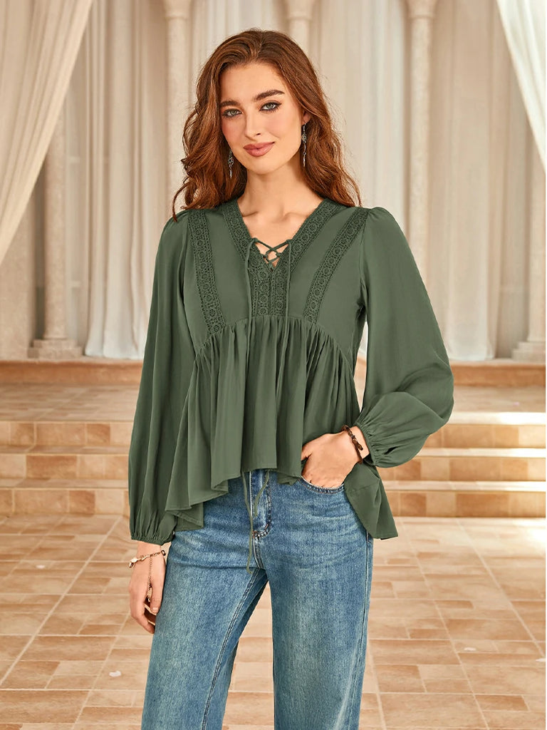 Scarlet Darkness Casual Renaissance Embroidered Long Sleeve Tops