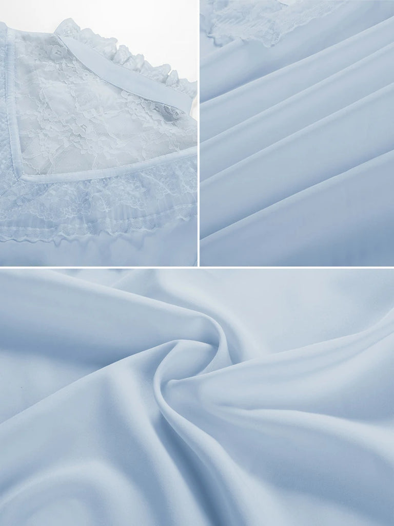 Scarlet Darkness Victorian Lace Patchwork Stand Collar Shirt Tops