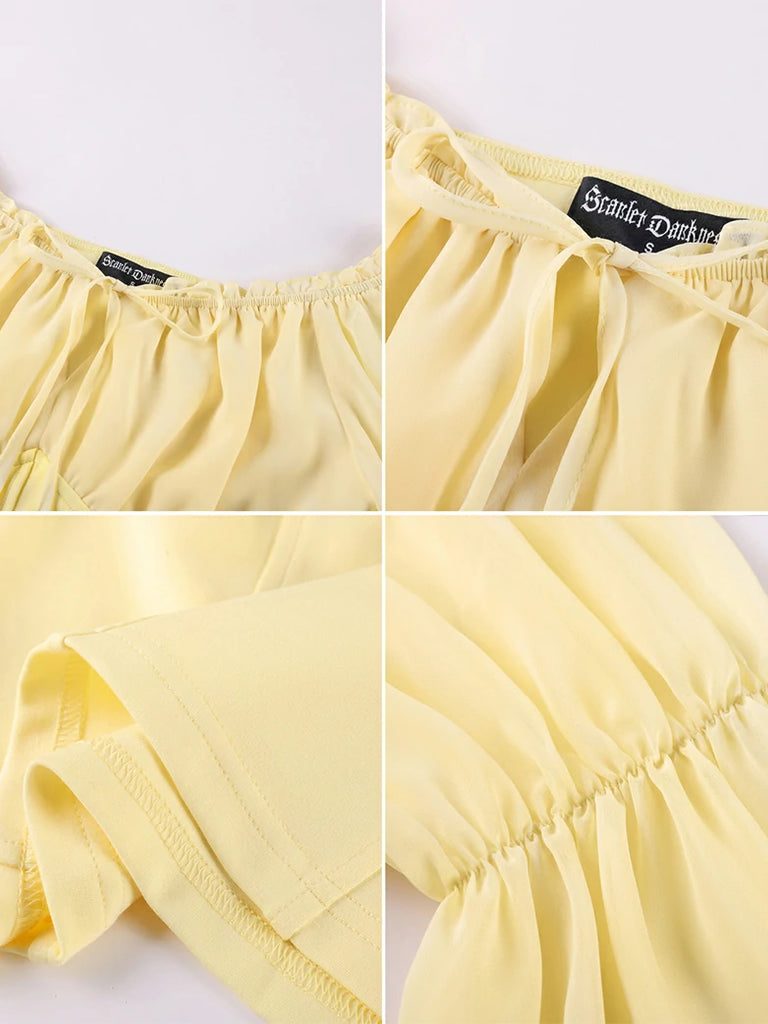 Scarlet Darkness Renaissance Fantasy Fairy Off-Shoulder Chiffon Blouse