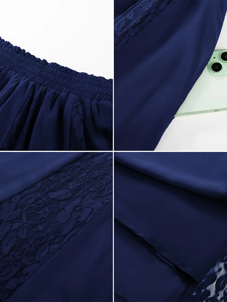 Scarlet Darkness Renaissance Lace Swing Maxi Skirt with Pockets