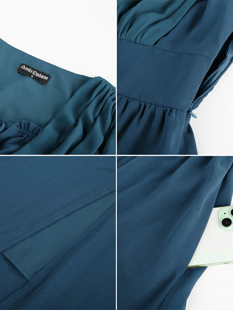 Scarlet Darkness Renaissance Whimsical Front Slit Maxi Pocket Dress