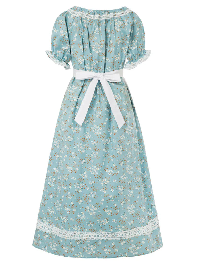 Girls Pioneer Colonial Costume Dress+Apron+Bonnet SCARLET DARKNESS