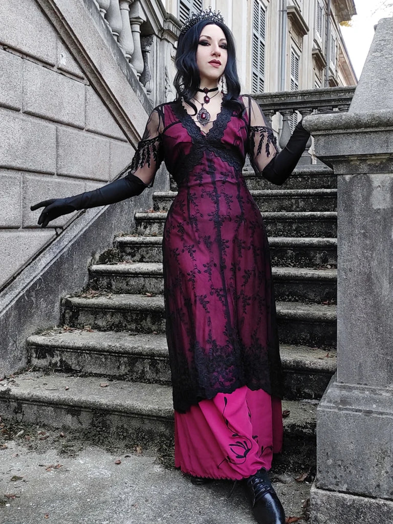 Victorian Gothic Titanic Tea Party Gown Antique Maxi Dress SCARLET DARKNESS