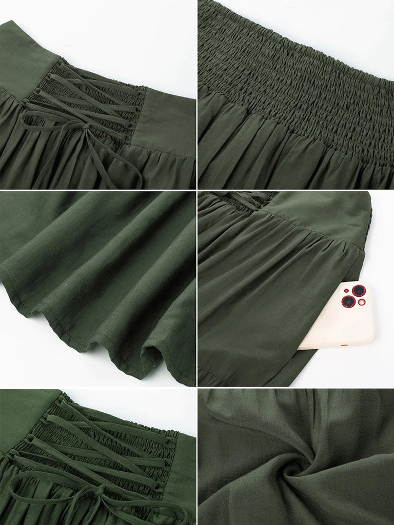 Women Renaissance Tiered Swing Skirt with Pocket SCARLET DARKNESS