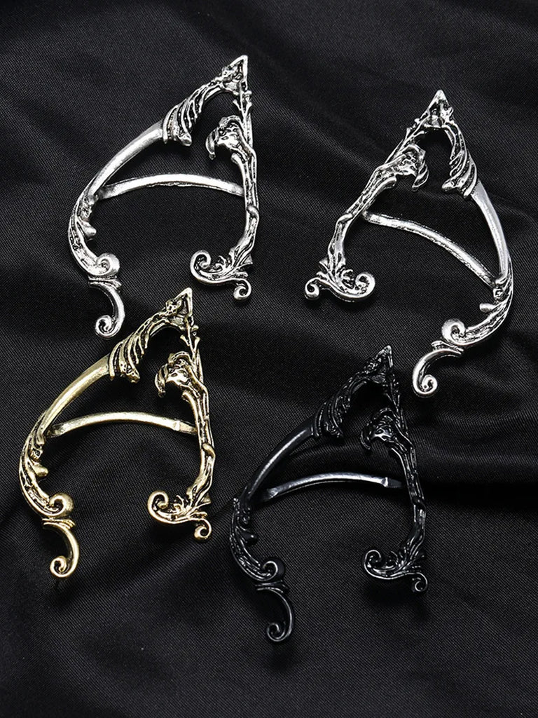 Punk Style Dark Elf Ear Hook Gothic Ear Clips SCARLET DARKNESS