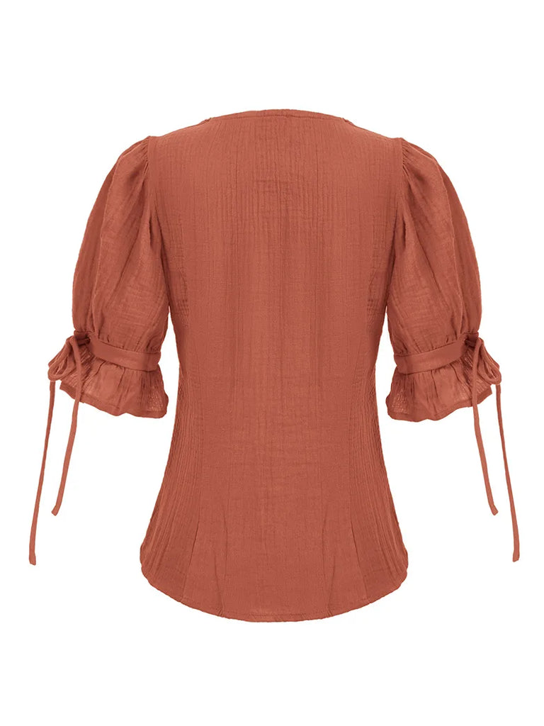 Women Sweetheart Collar Comfy Cotton Lacing Tops SCARLET DARKNESS