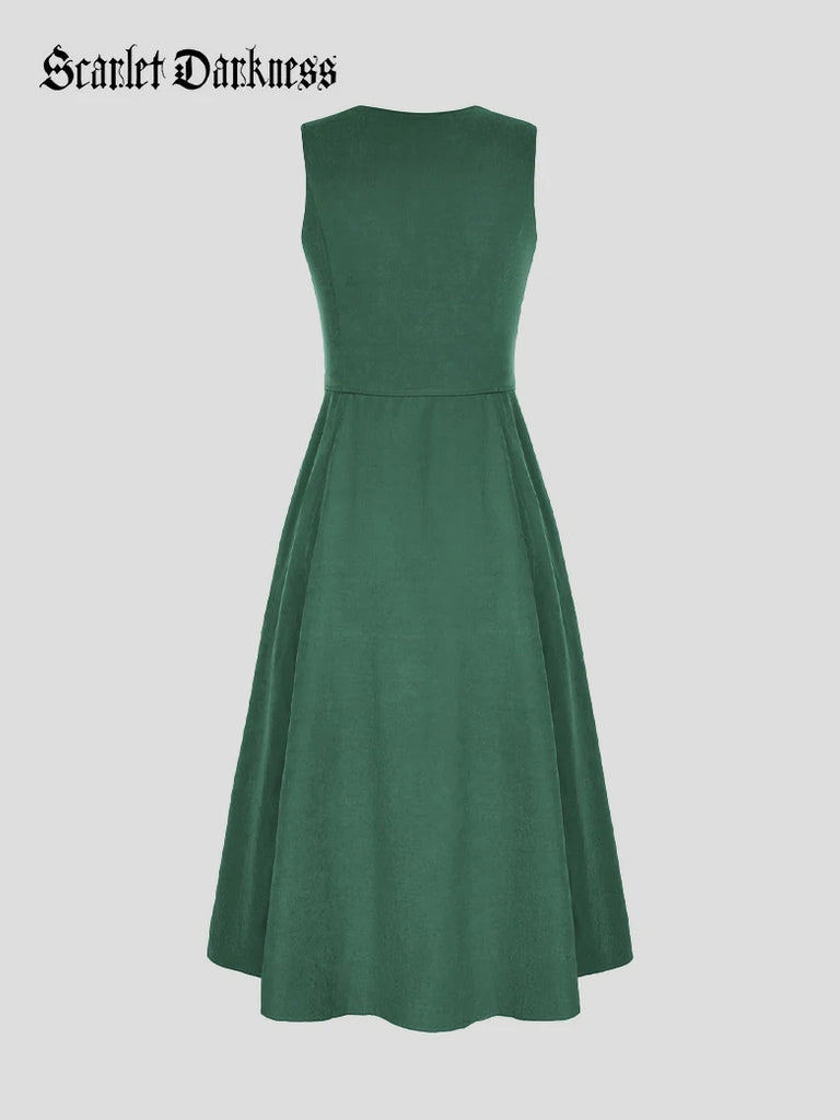 Scarlet Darkness Renaissance Costume U-Neck High-Lo Overdress