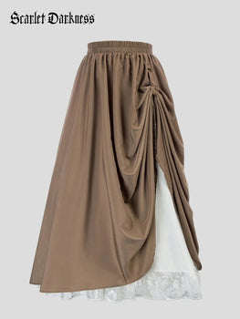 Women Plus Size Renaissance Skirt Two-Way Flared Skirt Scarlet Darkness