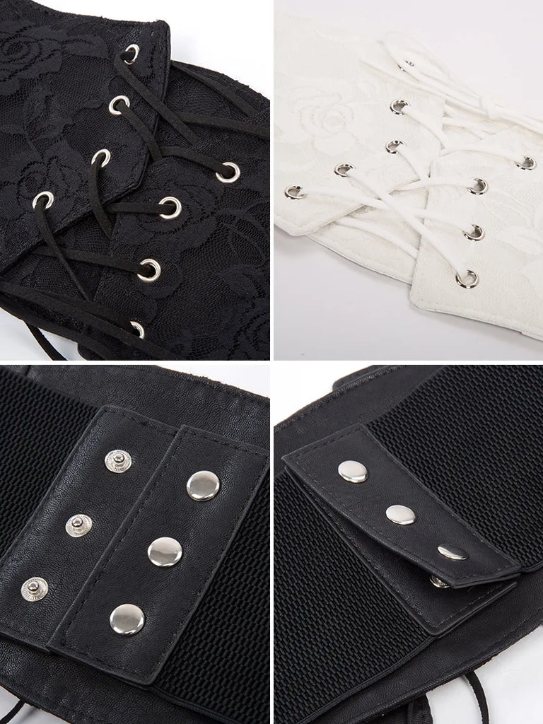 Lace Retro Vintage Elastic Lacing Corset Belts SCARLET DARKNESS