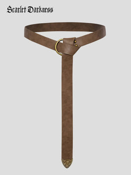 Ren Faire Unisex Leather Belt Free Size 159*3.5cm O Ring Belt