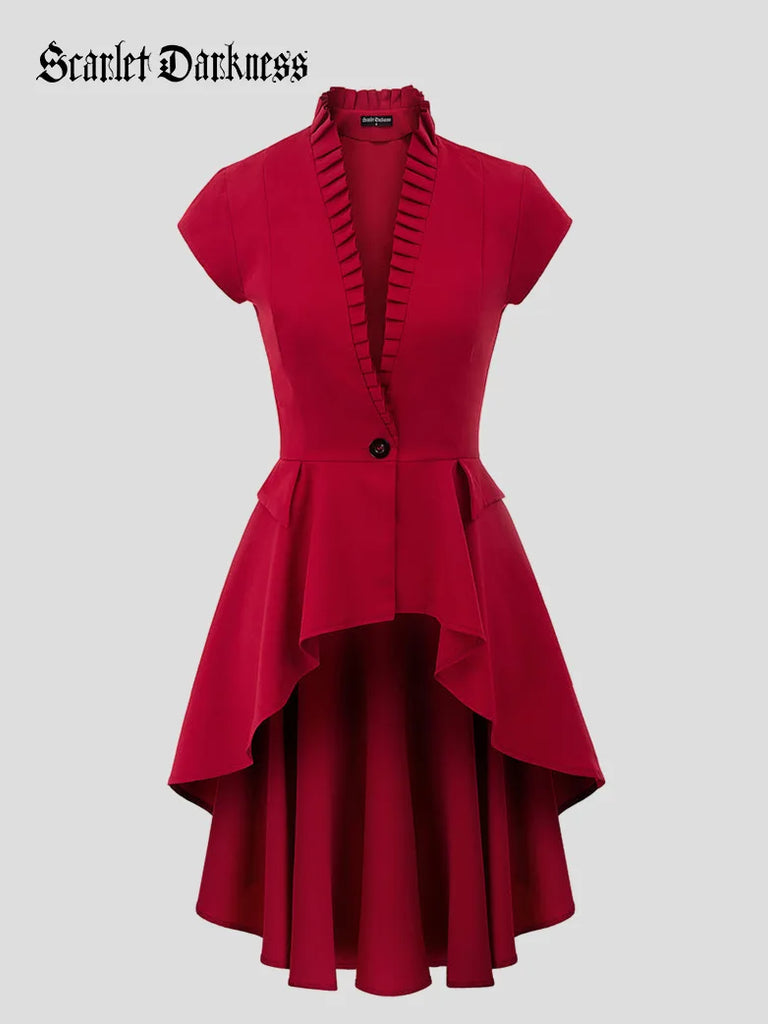 Classic Steampunk Short Jacket Cloak Top Dress SCARLET DARKNESS