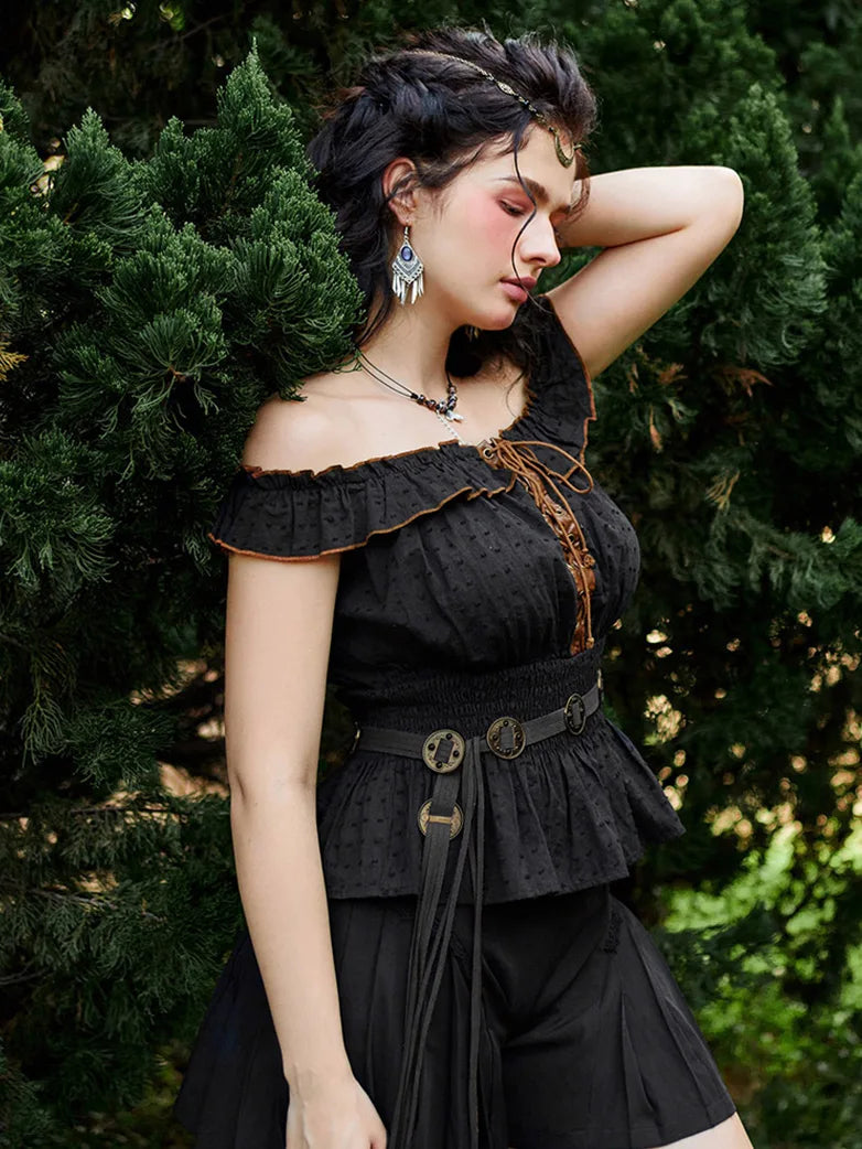 Renaissance Metal Decorated Tassel Waist Belt Free Size