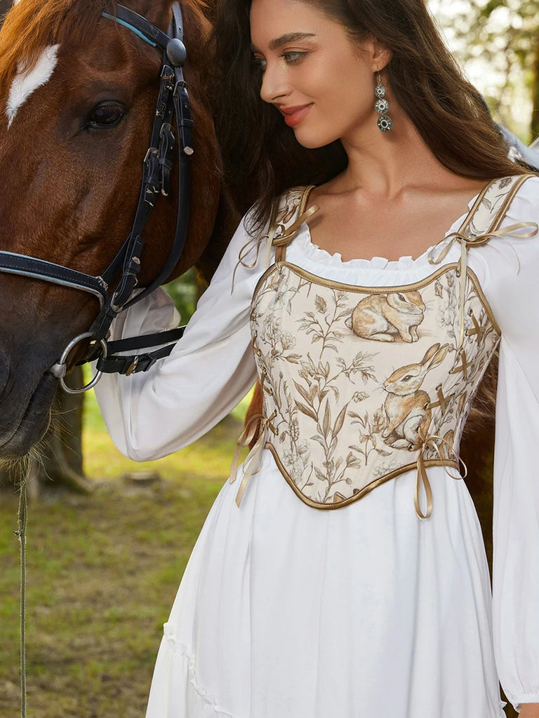 Scarlet Darkness Mushroom Renaissance Cottagecore Corset Tops