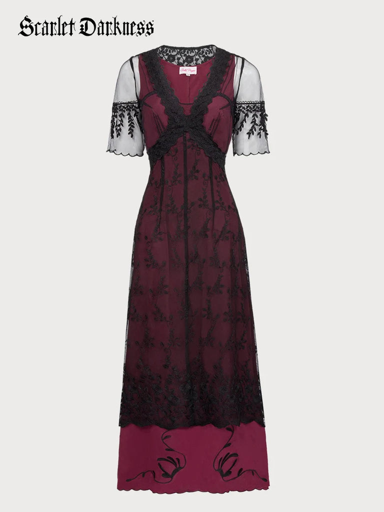Titanic Tea Party Gown Antique Maxi Dress Scarlet Darkness