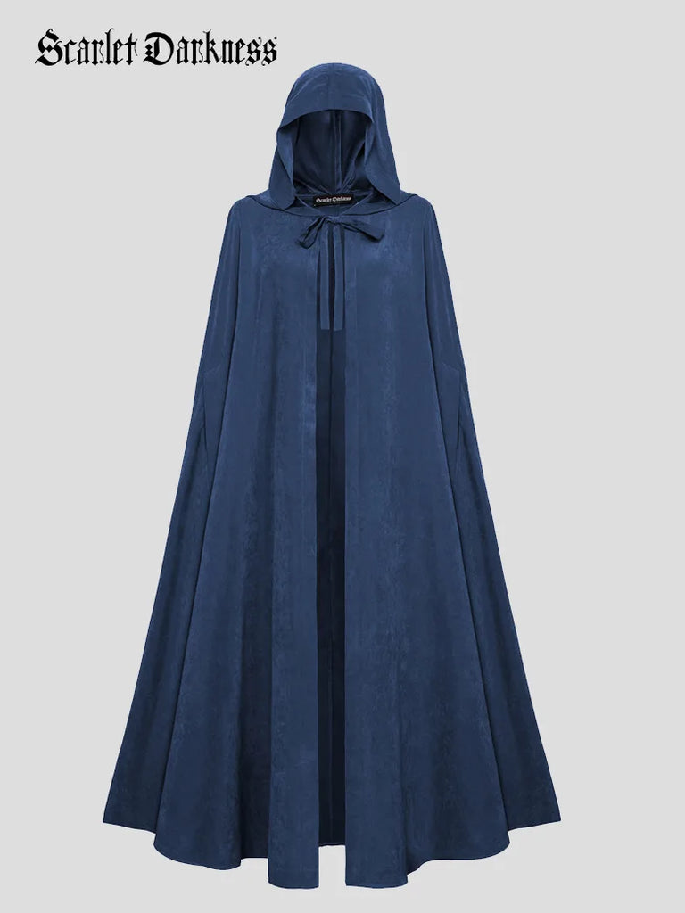 Unsex Medieval Hooded Cape Tie Front Warrior Mid-Calf Cloak SCARLET DARKNESS