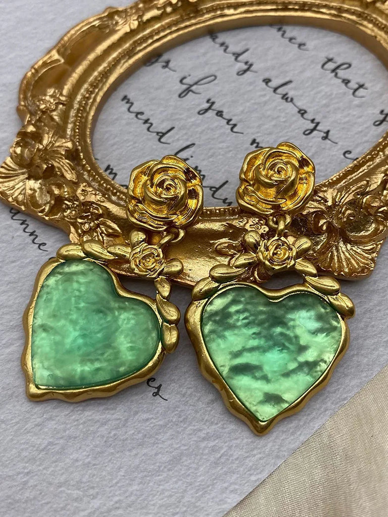 Deep Sea Spring - Luminous Rose Gold-plated Earrings SCARLET DARKNESS