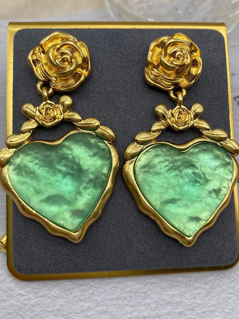 Deep Sea Spring - Luminous Rose Gold-plated Earrings SCARLET DARKNESS