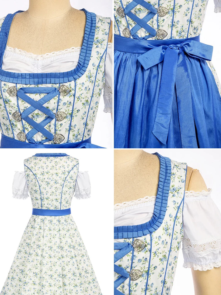German Bavarian Oktoberfest Costumes Tops+Cotton Dress+Apron SCARLET DARKNESS