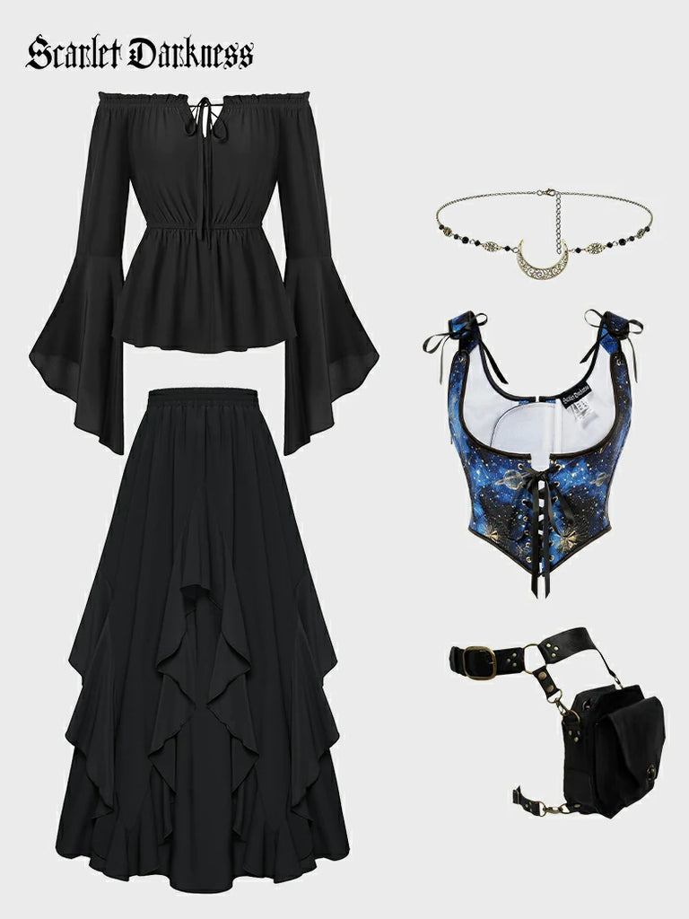 Scarlet Darkness Women Medieval Celtic Celestial Costume Scarlet Darkness Outfit 6