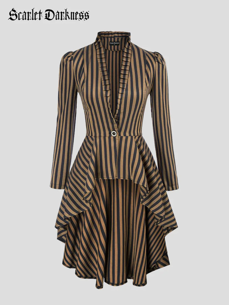 Classic Steampunk Long Jacket Cloak Top Dress SCARLET DARKNESS