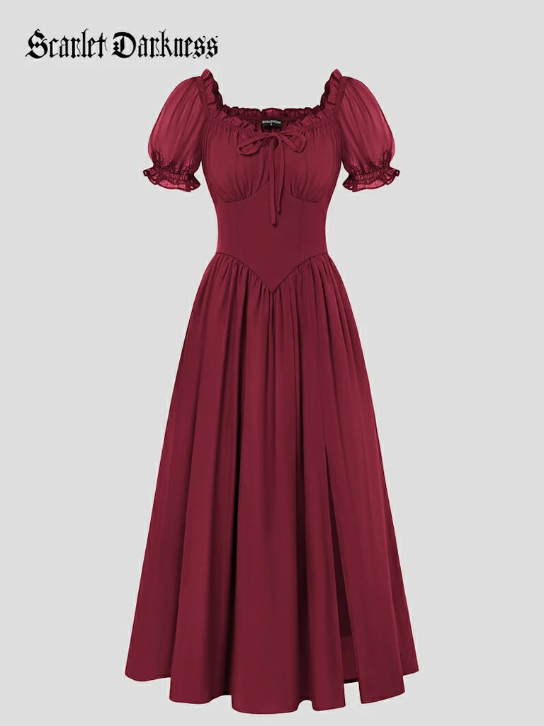 Renaissance Off Shoulder Milkmaid Pockets Dress