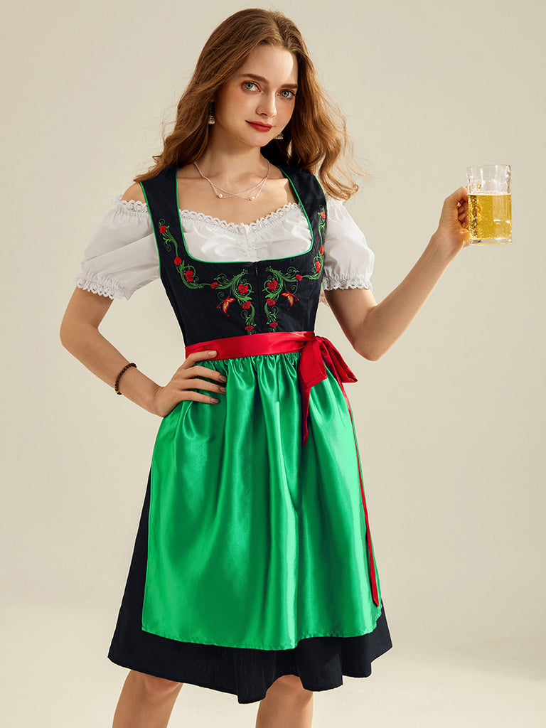 Women 3pcs Set German Bavarian Oktoberfest Costume SCARLET DARKNESS