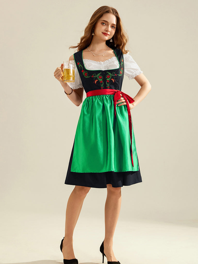 Women 3pcs Set German Bavarian Oktoberfest Costume SCARLET DARKNESS