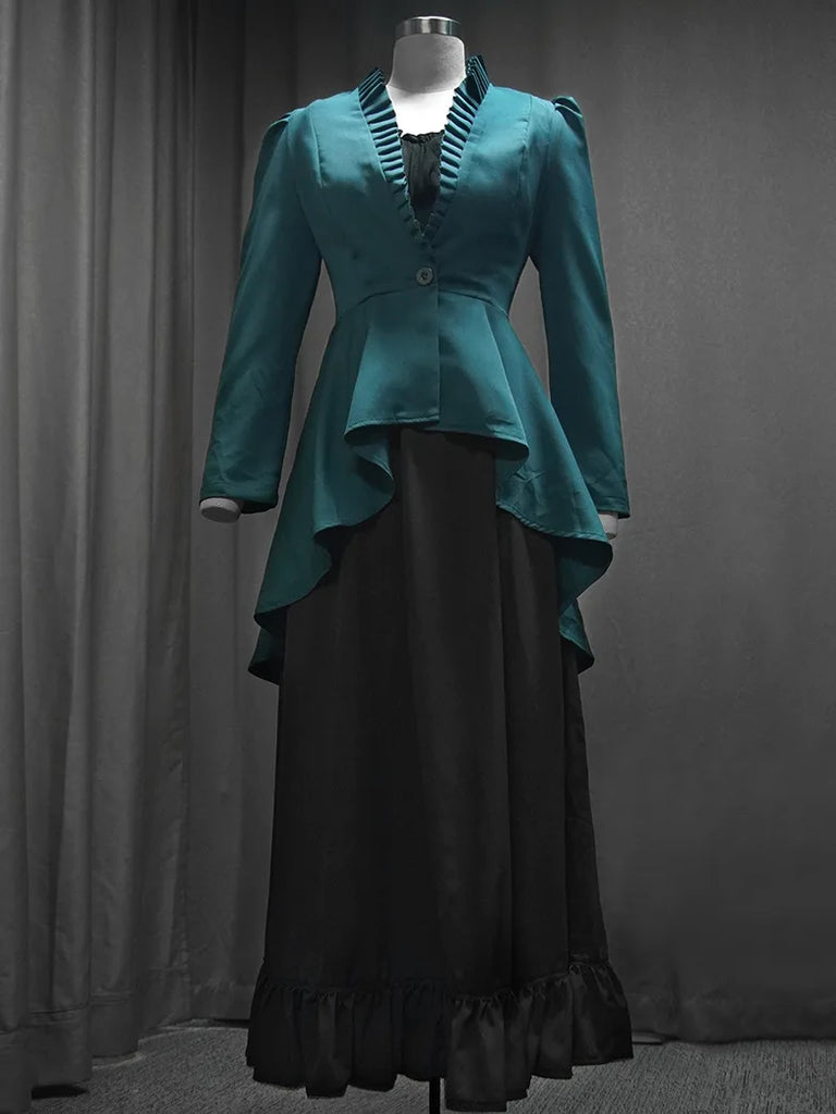 Classic Steampunk Long Jacket Cloak Top Dress SCARLET DARKNESS