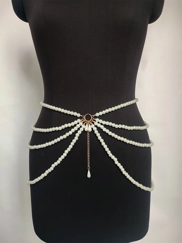 Madam Butterfly's Pearl Waist Chain SCARLET DARKNESS